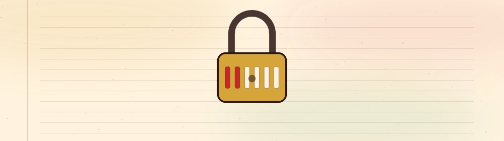 Bandeau Le Cadenas : le motif du jeu dessiné à l'encre sur du papier crème réglé.
